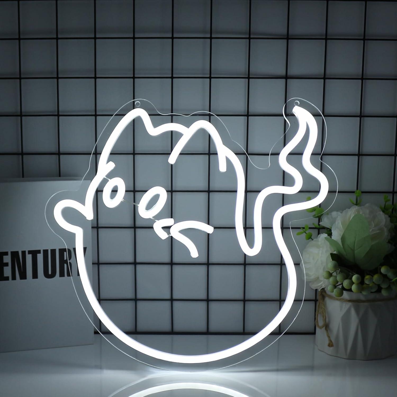 Neon Sign Party - Cat Ghost Neon Sign USB Powered