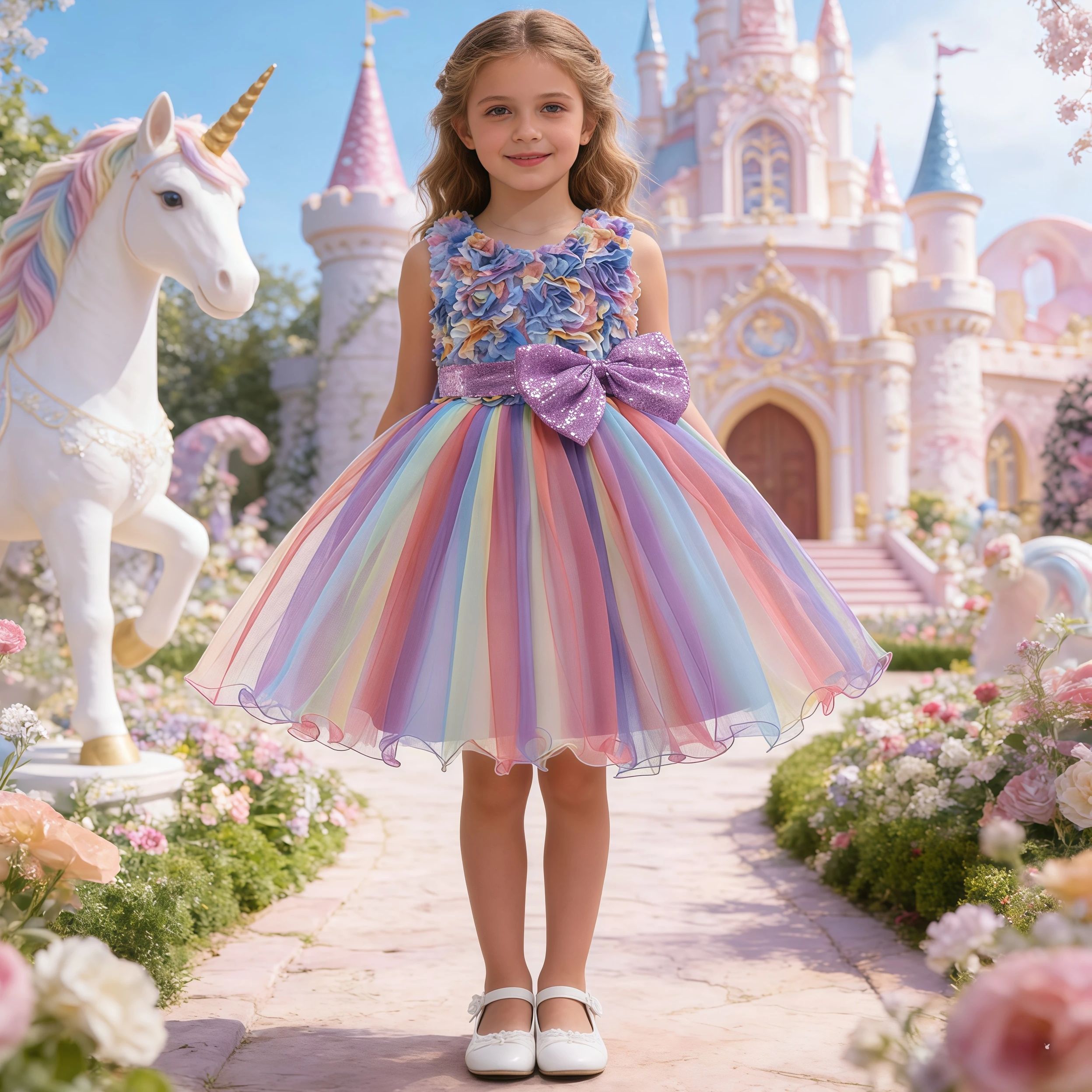 Glitter Tablecloth - Girls Flower Sequins Tulle Rainbow Tutu