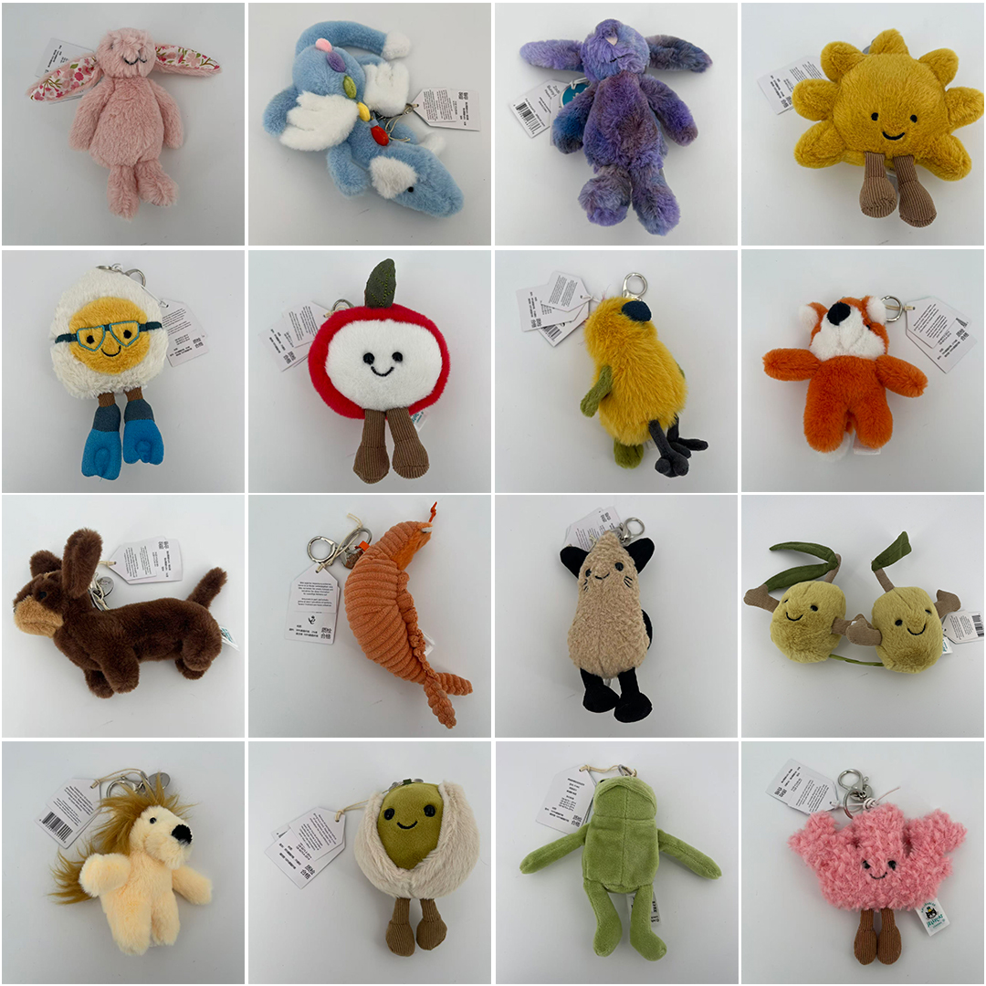Party Favor Bag - Tea bag,Marshmallow Keychain Watermelon, croissant, cotton
