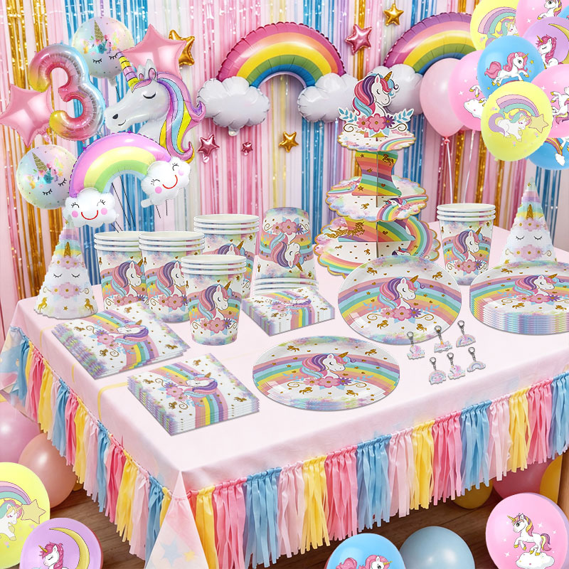 Unicorn Theme Birthday Decorat - Table Cloth Disposable recension och pris