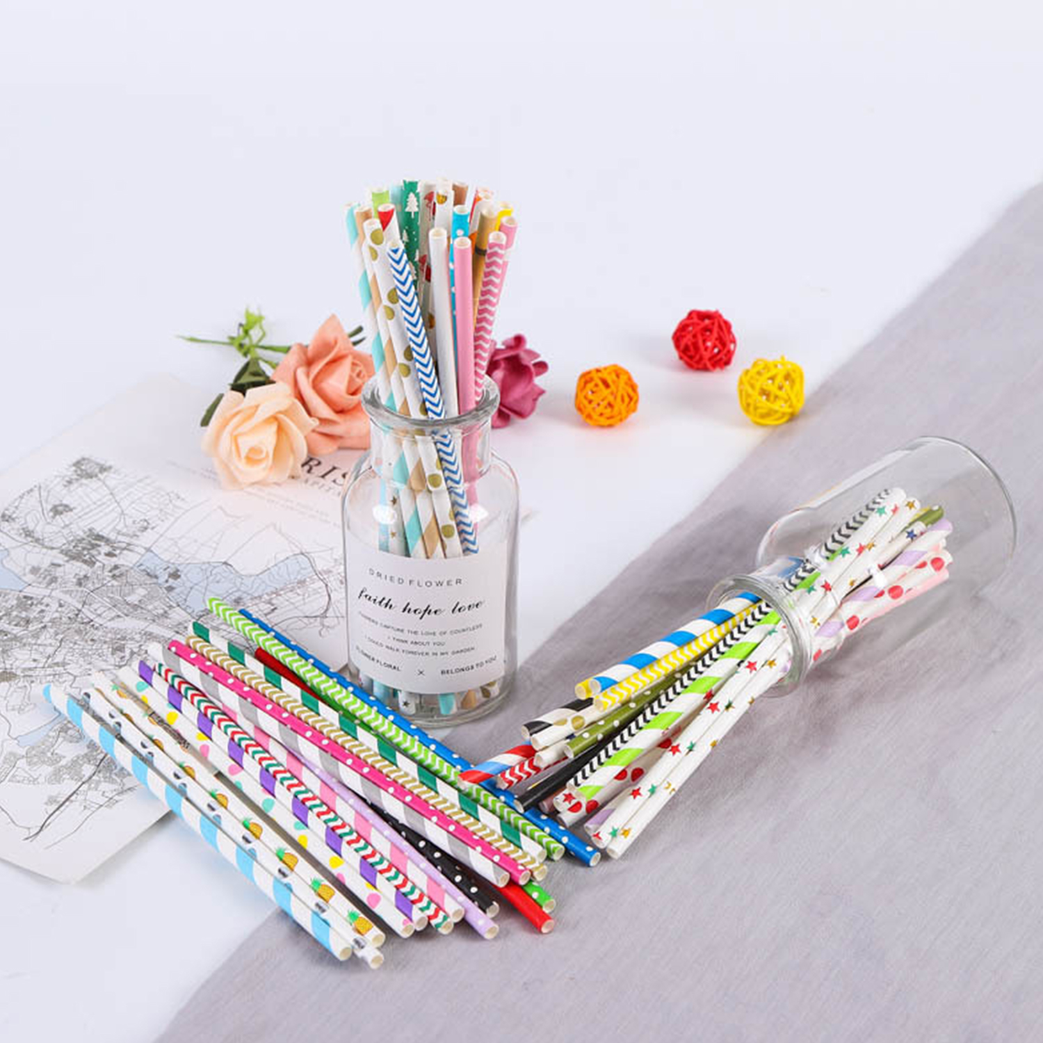 25 Pcs Colorful Disposable Pap - Paper Straw Color recension och pris