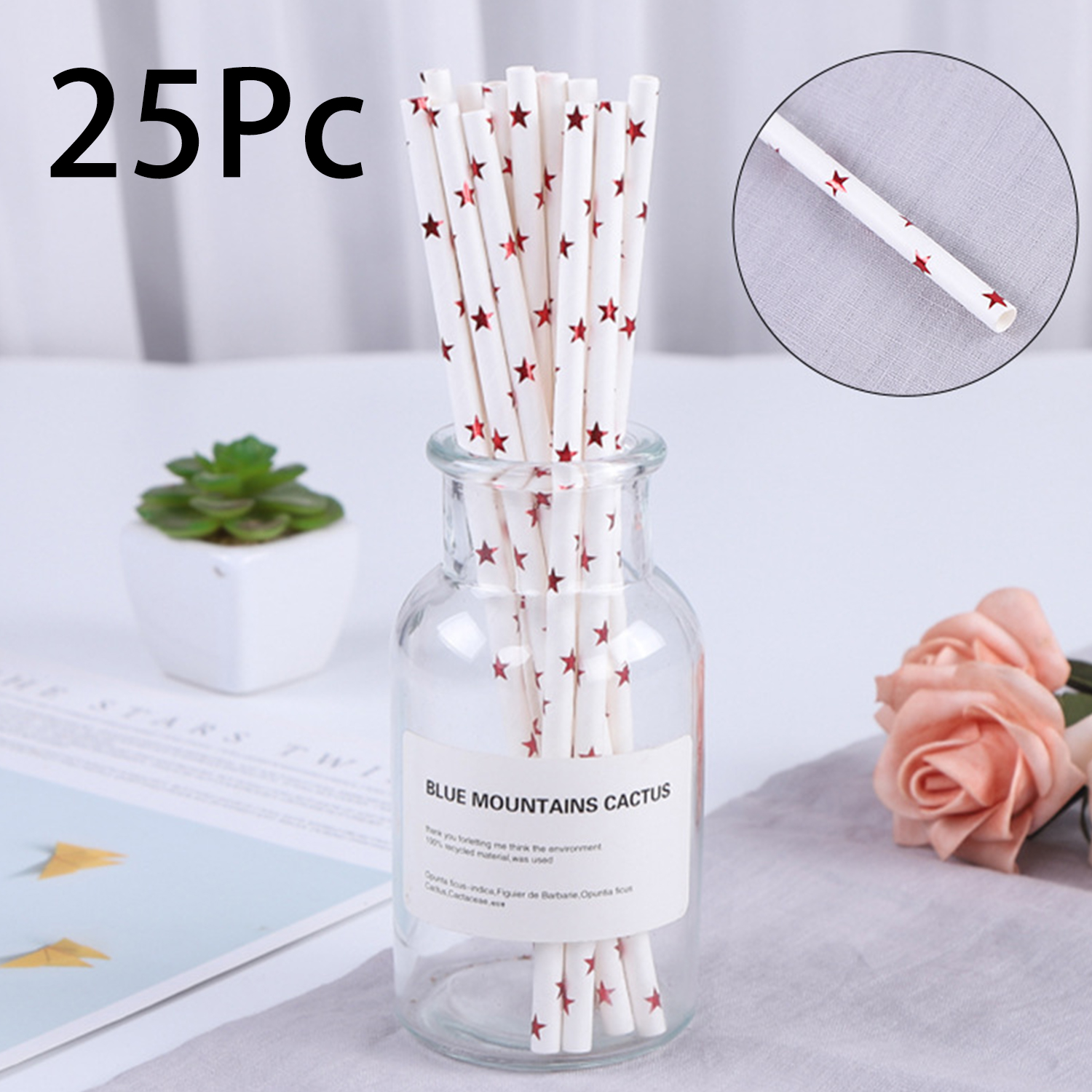 25 Pcs Colorful Disposable Pap - Paper Straw Color recension och pris