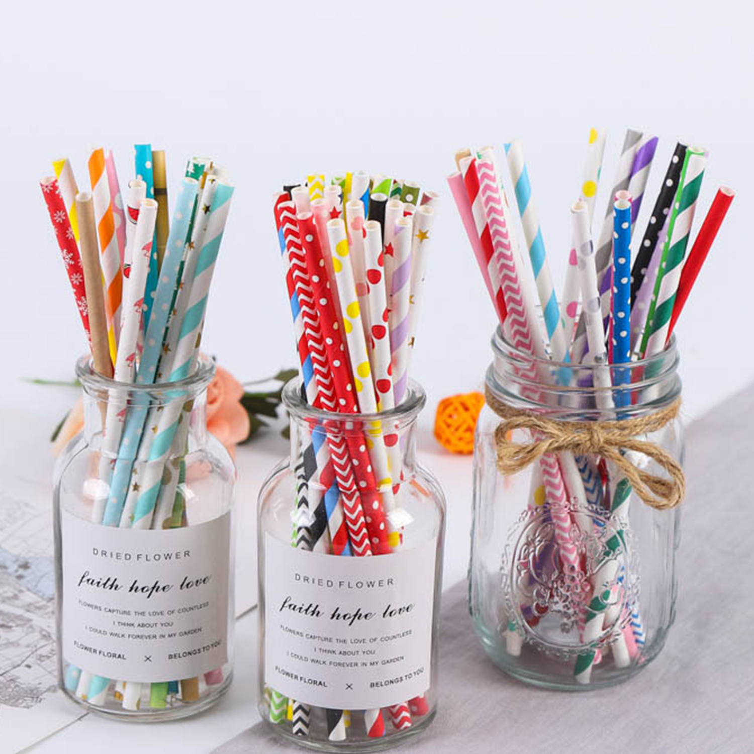 25 Pcs Colorful Disposable Pap - Paper Straw Color recension och pris