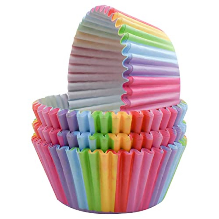 100 Pack Rainbow Cupcake Liner - Paper Straw Color recension och pris