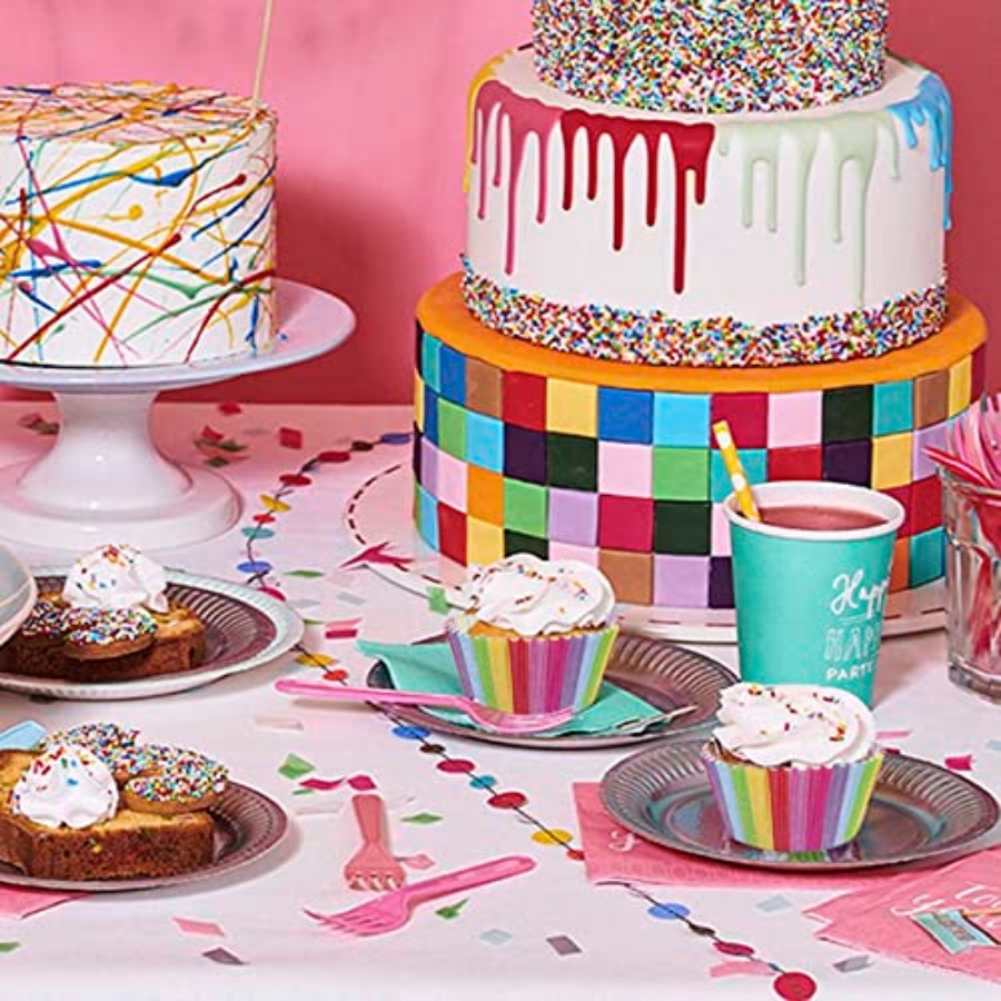 100 Pack Rainbow Cupcake Liner - Paper Straw Color recension och pris