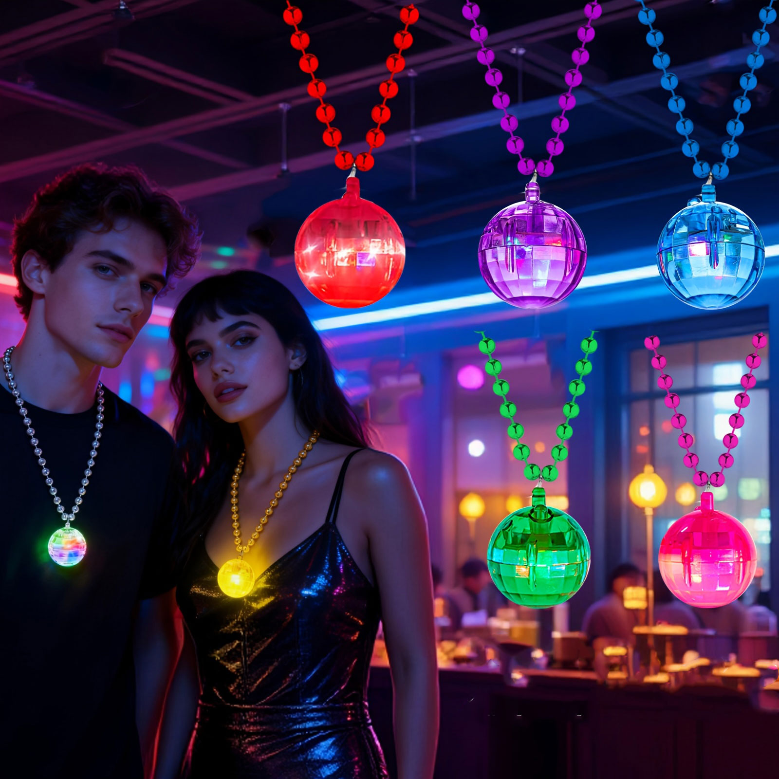 6Pcs LED Disco Ball Necklaces  - Cotton Candy Cone recension och pris