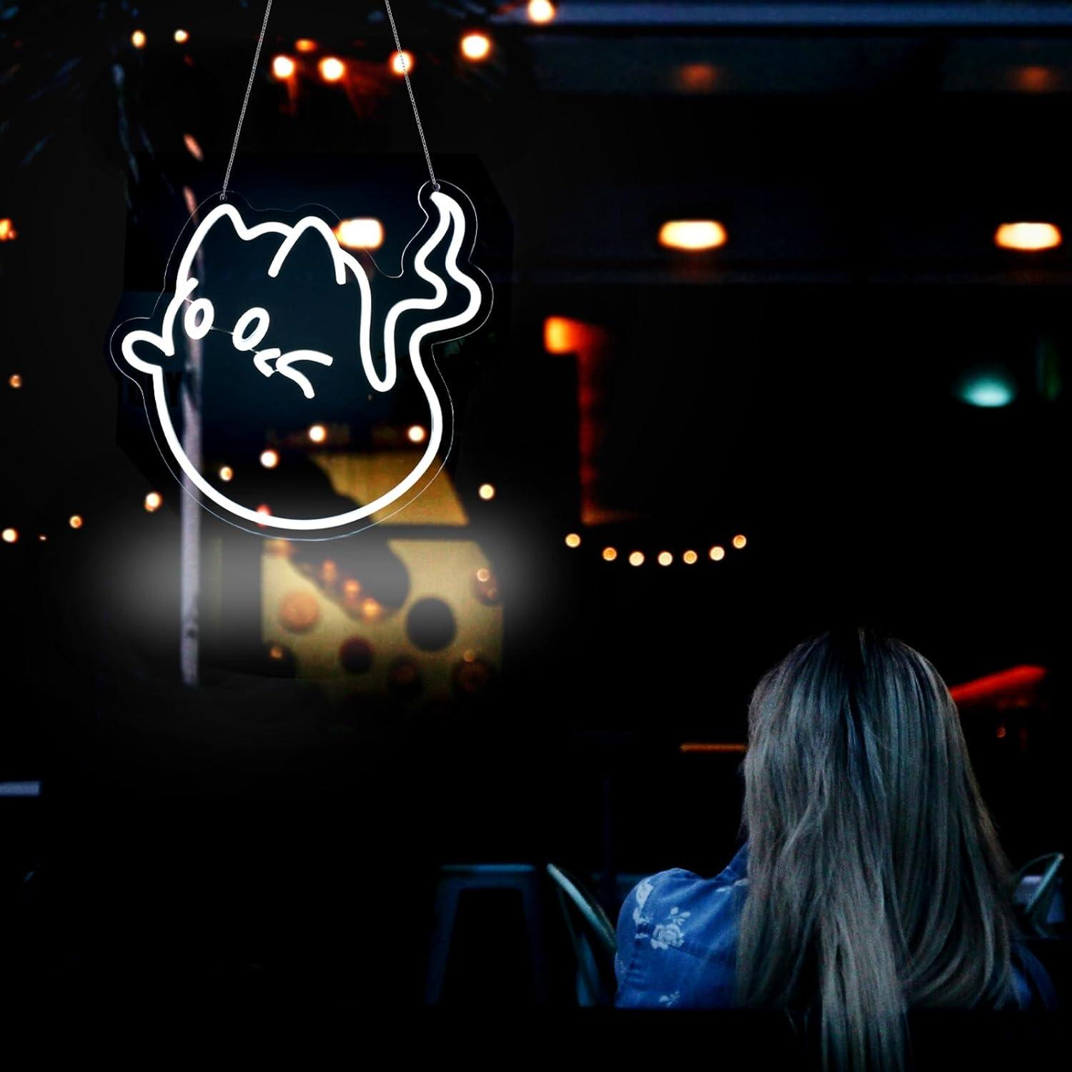 Cat Ghost Neon Sign USB Powere - Neon Sign Party recension och pris