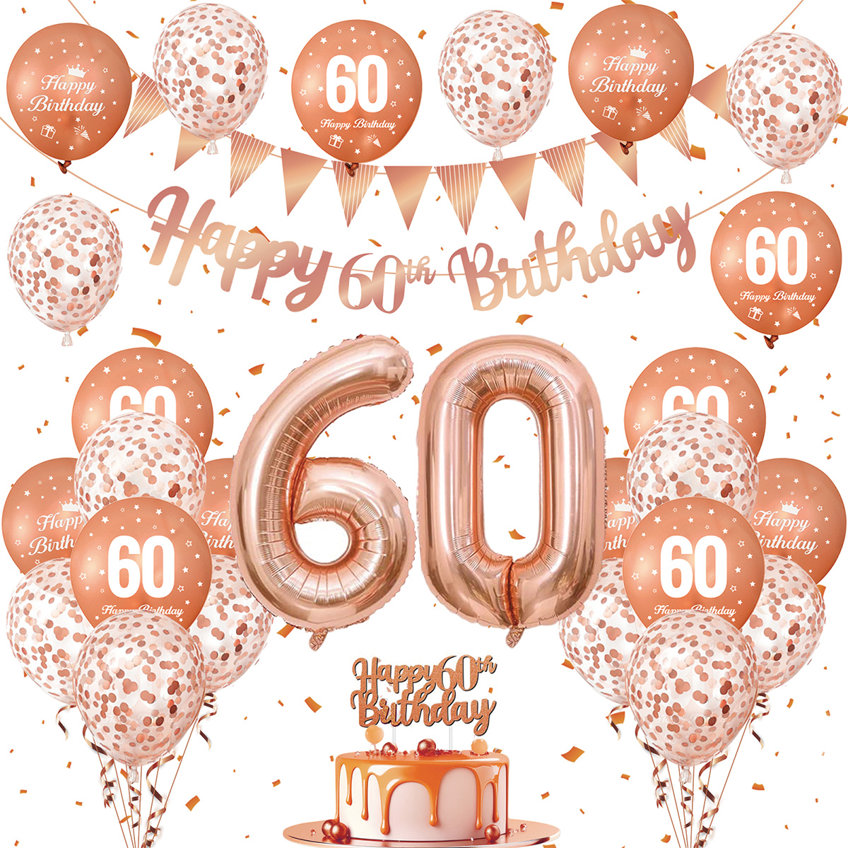 1Set Rose Gold Birthday Decora - Party Banner Gold recension och pris