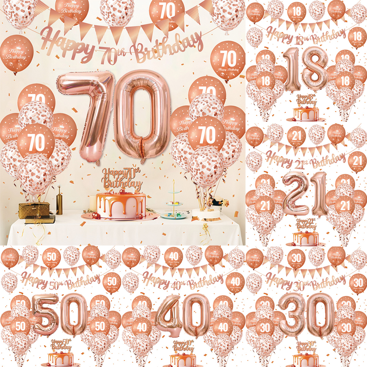 1Set Rose Gold Birthday Decora - Party Banner Gold recension och pris