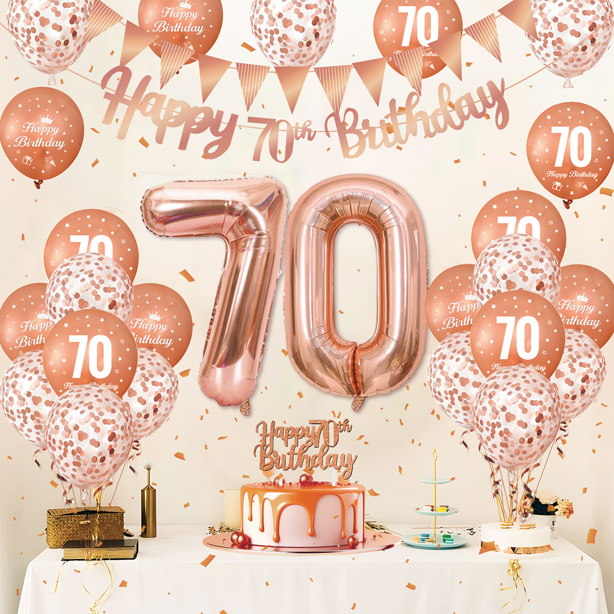 1Set Rose Gold Birthday Decora - Party Banner Gold recension och pris