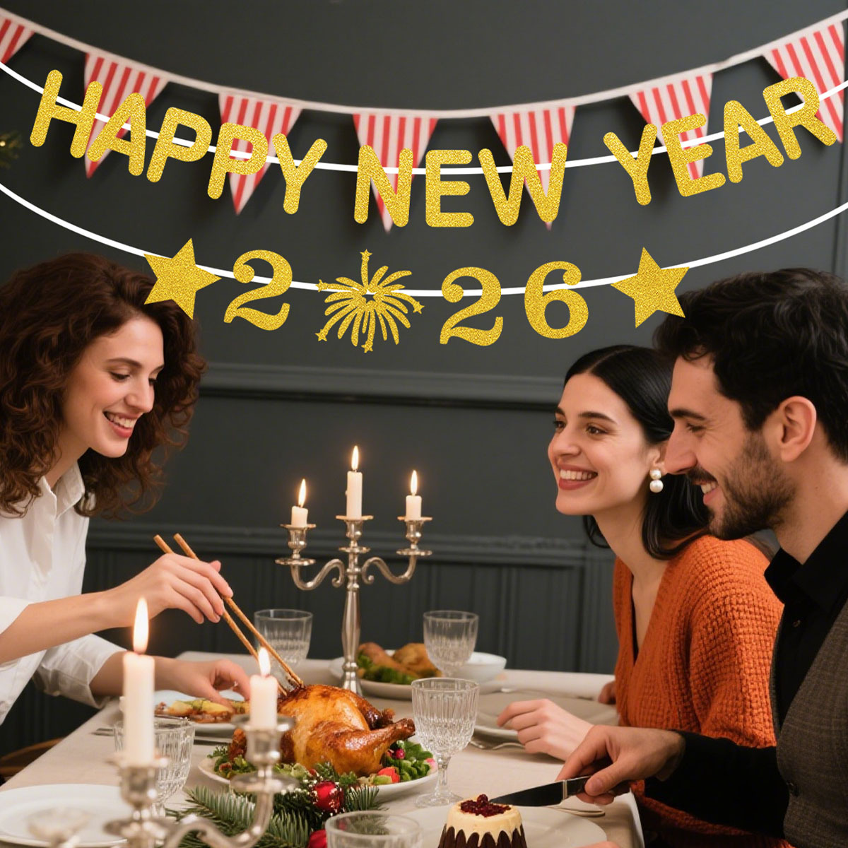 1Set 2026 Happy New Year Decor - Party Banner Gold recension och pris
