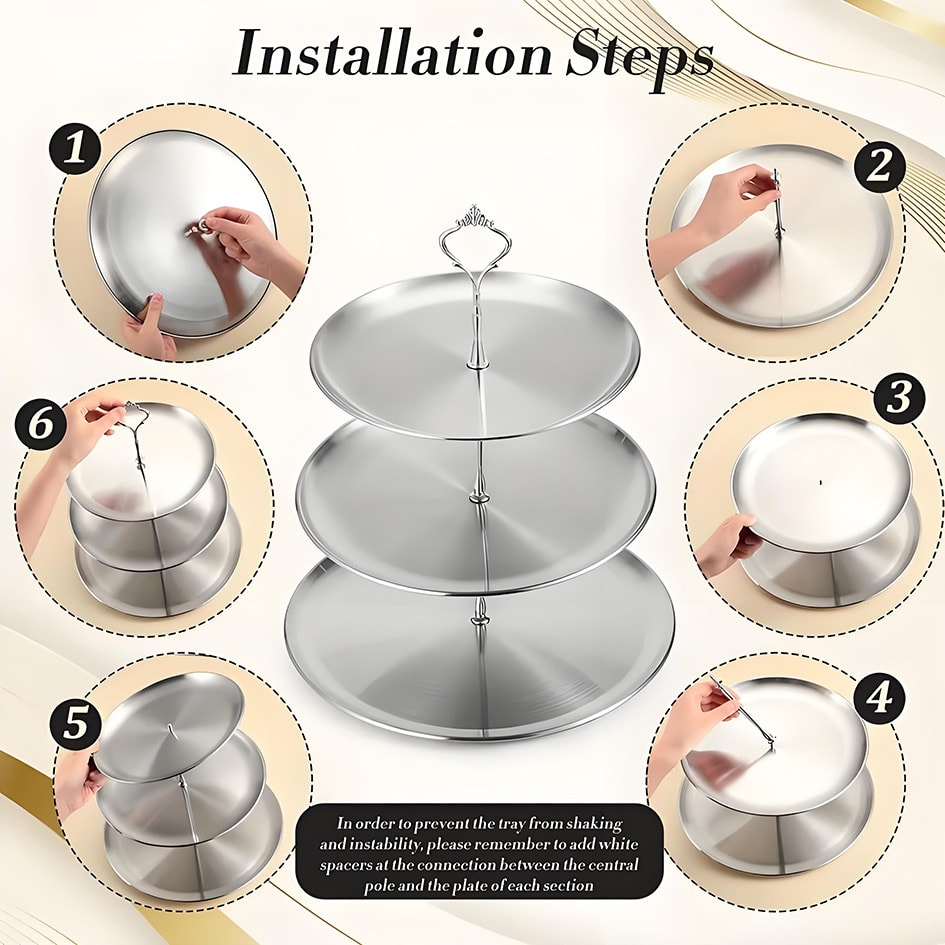 Luxury 3-Tier Gold Cake Stand  - Cupcake Stand Tier recension och pris