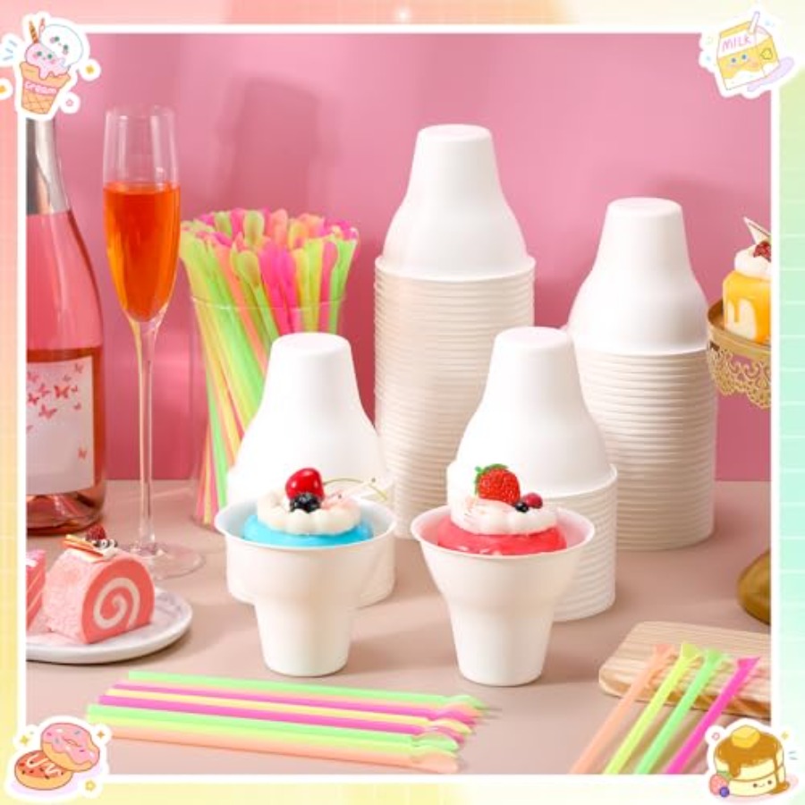 Set Snow Cone Cups and Straws  - Paper Straw Color recension och pris