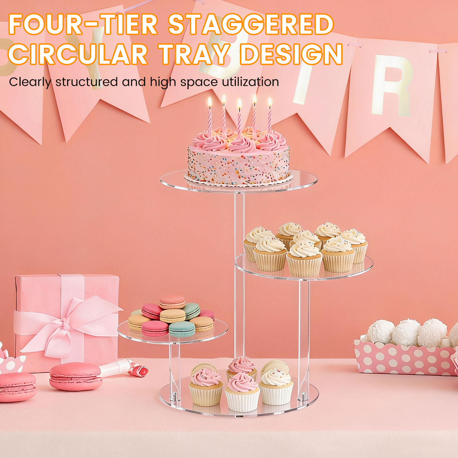 4 Tier Cake Stand Acrylic Tran - Cupcake Stand Tier recension och pris