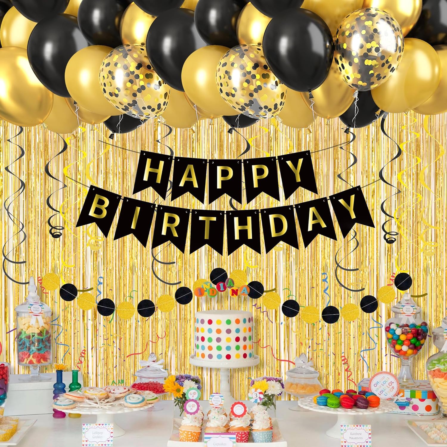 Black Gold Happy Birthday Deco - Balloon Arch Kit recension och pris