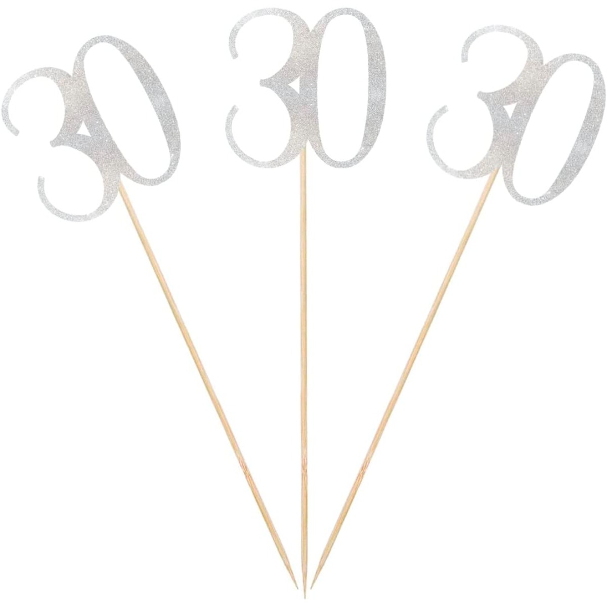 9pcs Silver Glitter 30th Birth - Centerpiece Stick recension och pris