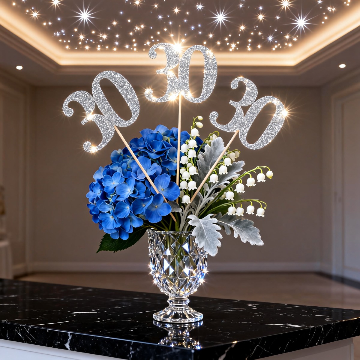 9pcs Silver Glitter 30th Birth - Centerpiece Stick recension och pris