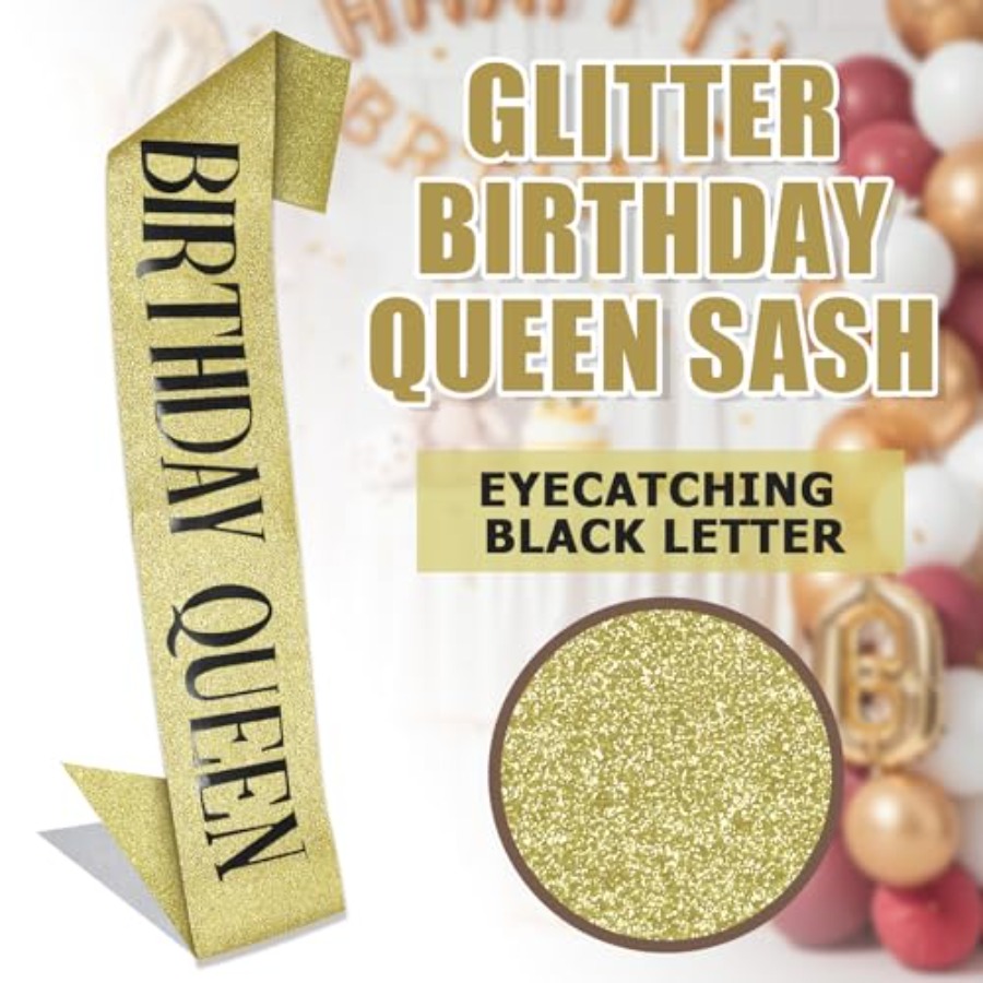 Birthday Queen Sash Glitter Go - Birthday Sash Glitter recension och pris