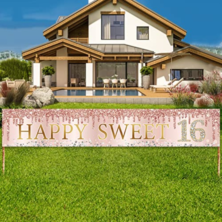 Sweet 16th Birthday Banner Dec - Party Banner Gold recension och pris