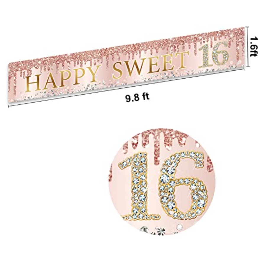 Sweet 16th Birthday Banner Dec - Party Banner Gold recension och pris