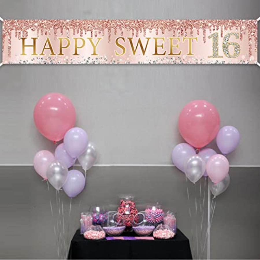 Sweet 16th Birthday Banner Dec - Party Banner Gold recension och pris
