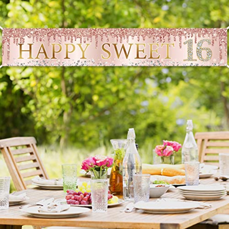 Sweet 16th Birthday Banner Dec - Party Banner Gold recension och pris
