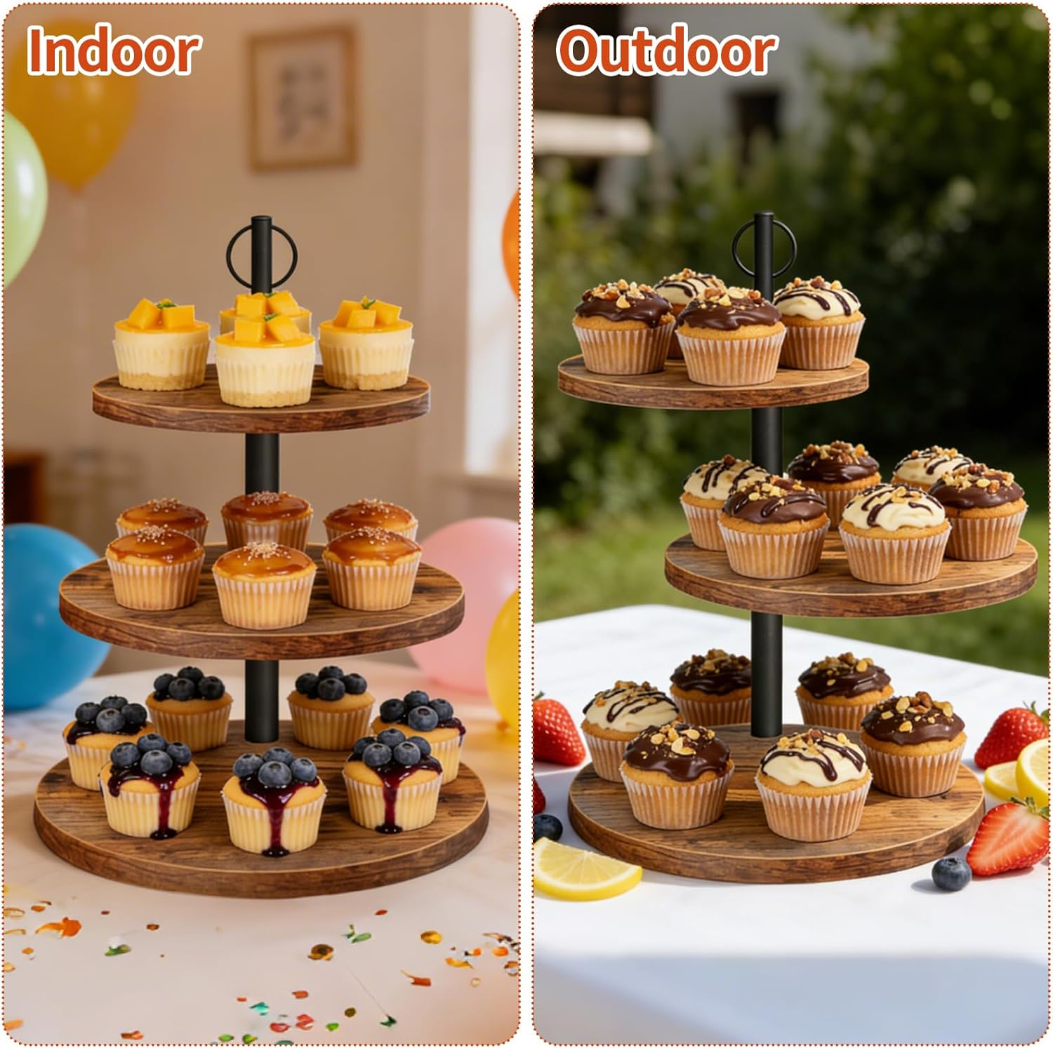 3-Tier Rustic Wood Cupcake Sta - Cupcake Stand Tier recension och pris