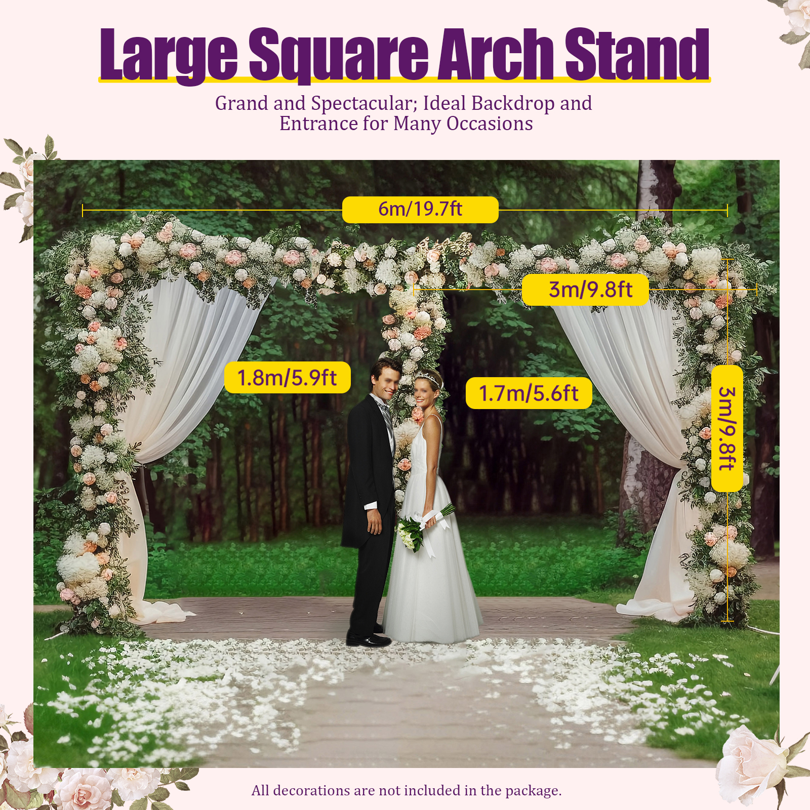 3x6m/10x20ft Metal Wedding Arc - Balloon Arch Kit recension och pris