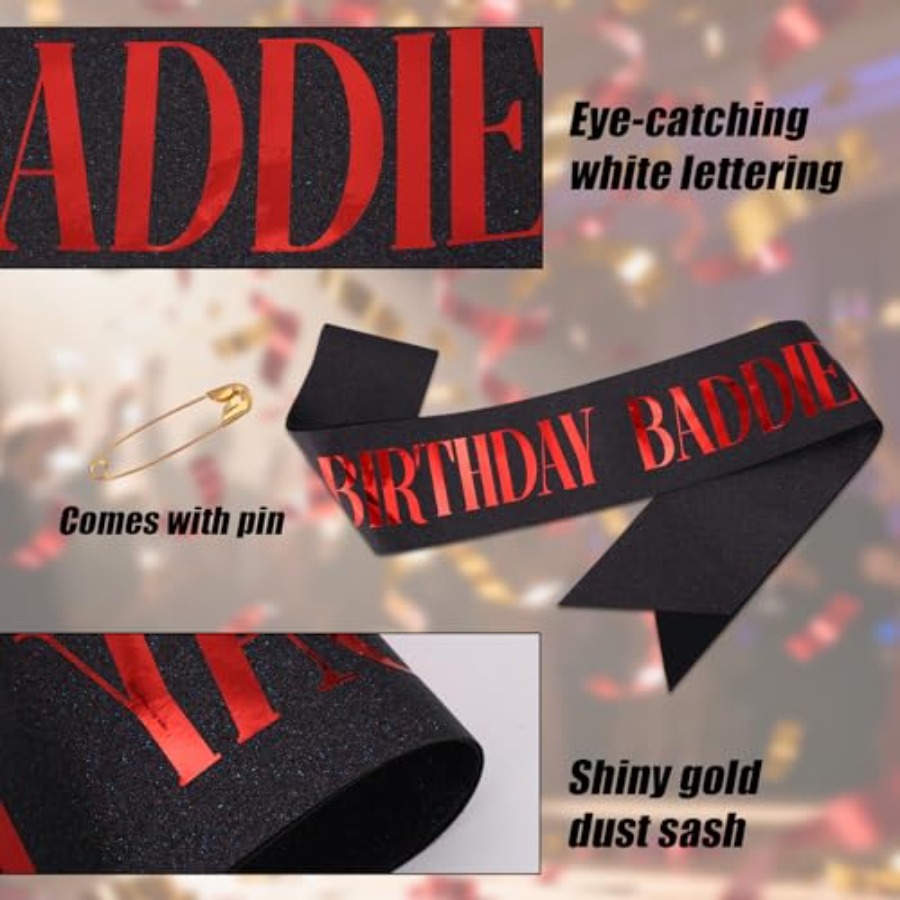 Birthday Baddie Sash, Glitter  - Birthday Sash Glitter recension och pris