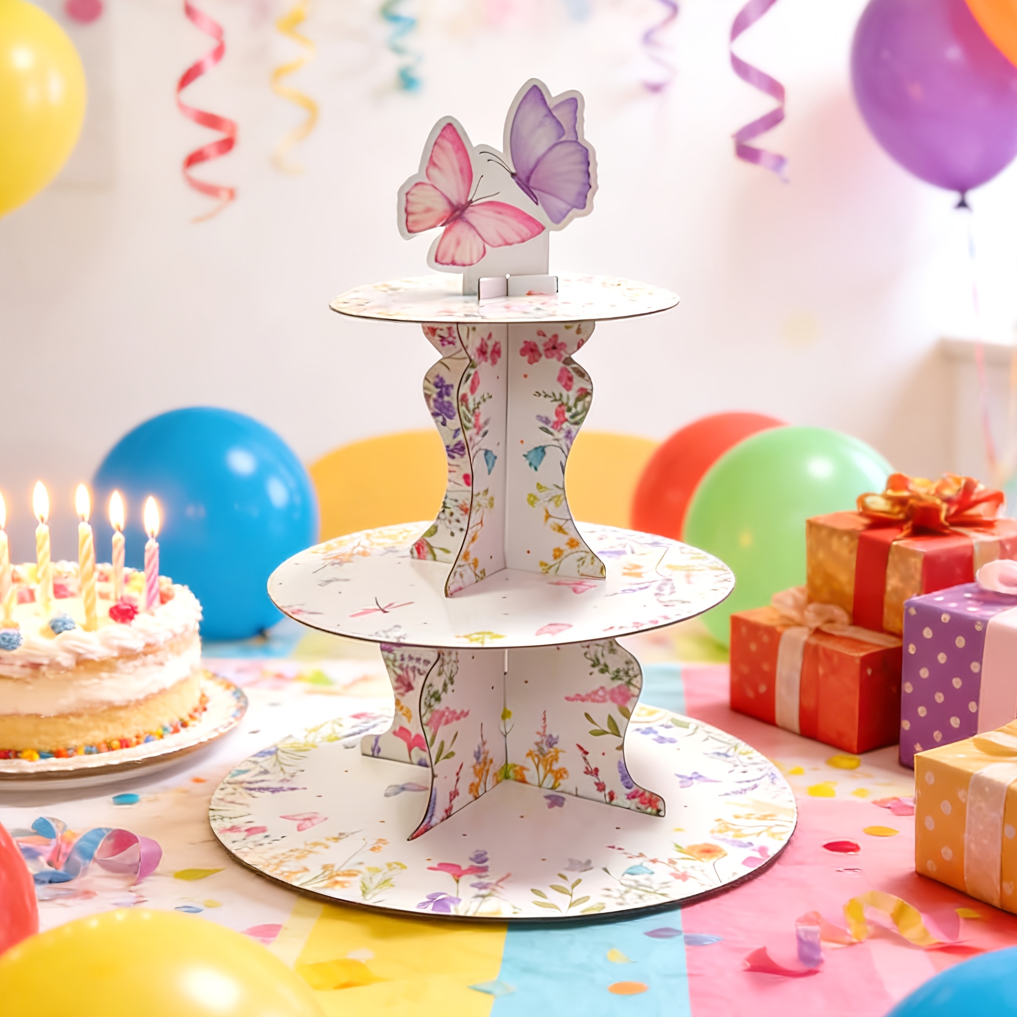 3-Tier Wildflower Butterfly Ca - Cupcake Stand Tier recension och pris