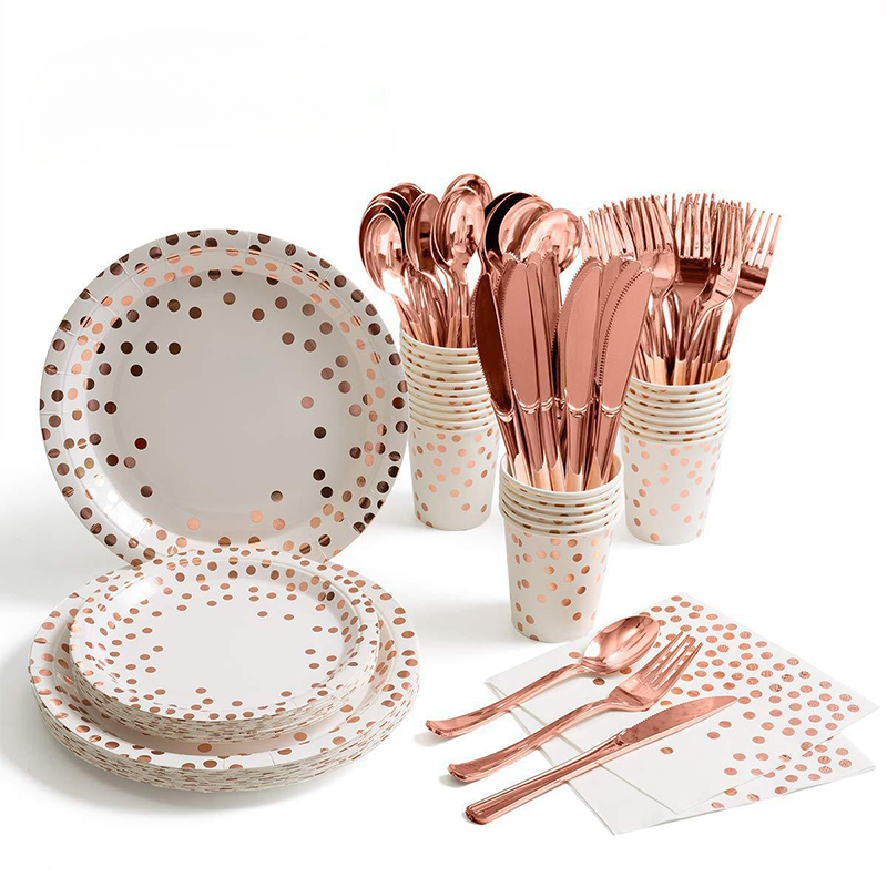 Rose Gold Party Tableware Kit  - Paper Straw Color recension och pris