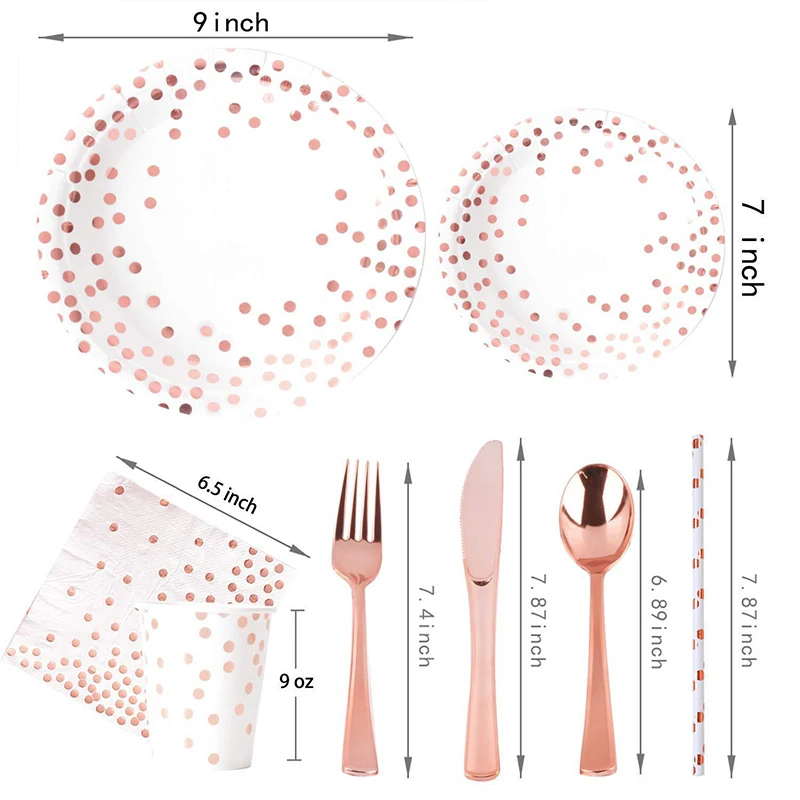 Rose Gold Party Tableware Kit  - Paper Straw Color recension och pris