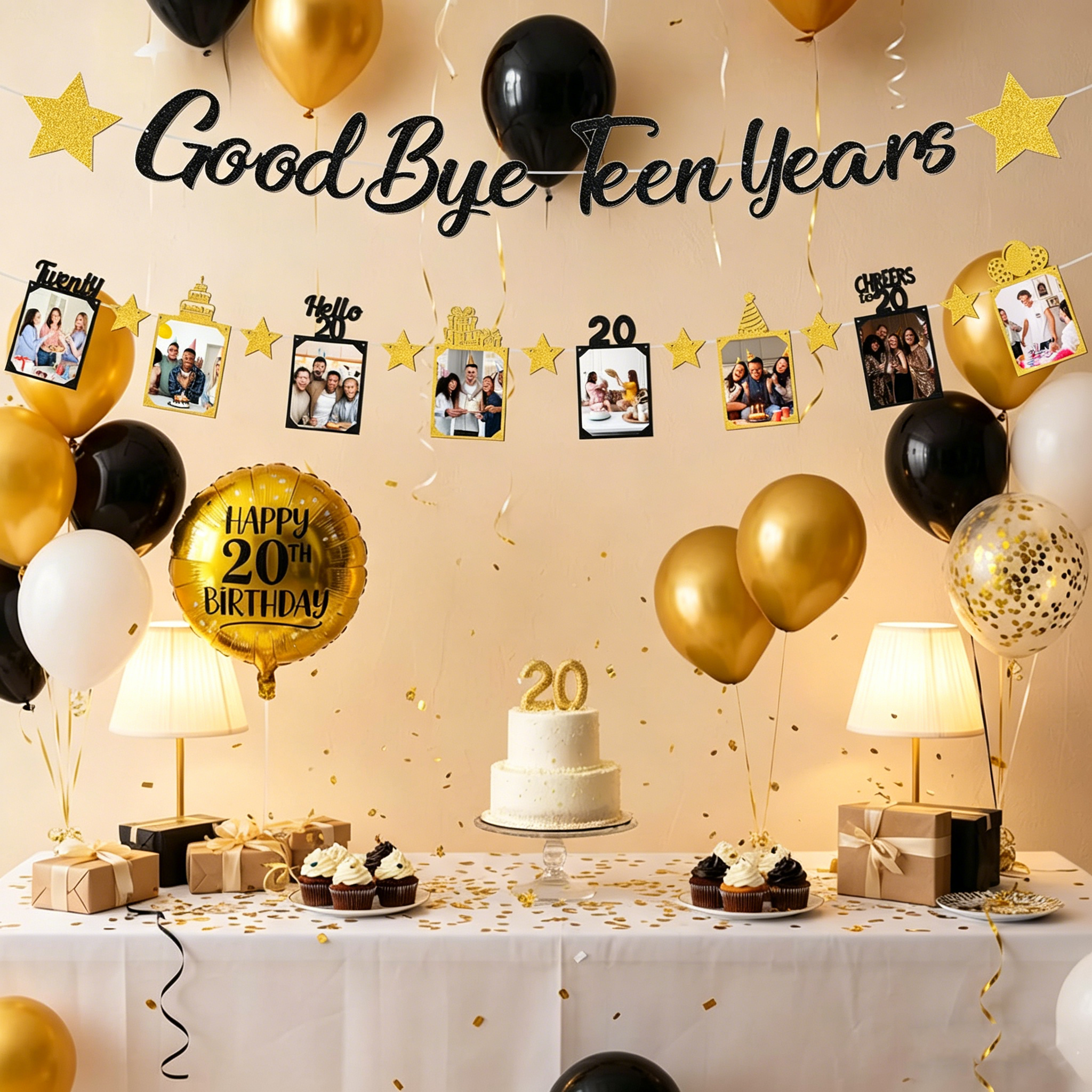 Black Gold Glitter Goodbye Tee - Party Banner Gold recension och pris