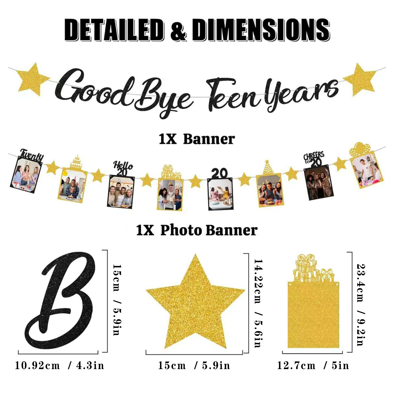 Black Gold Glitter Goodbye Tee - Party Banner Gold recension och pris